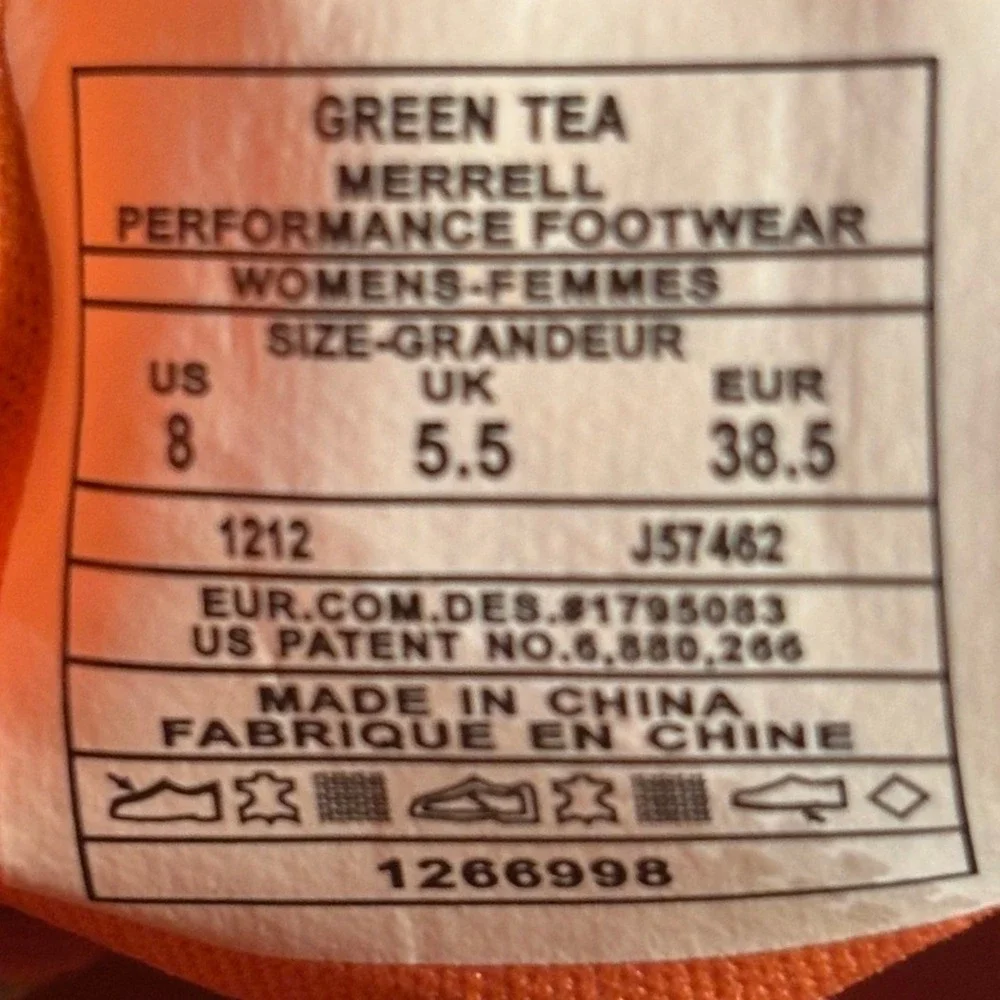 Merrell Green Tea Women 8 J57462 Mint Orange Zip Hiking Performance Shoes